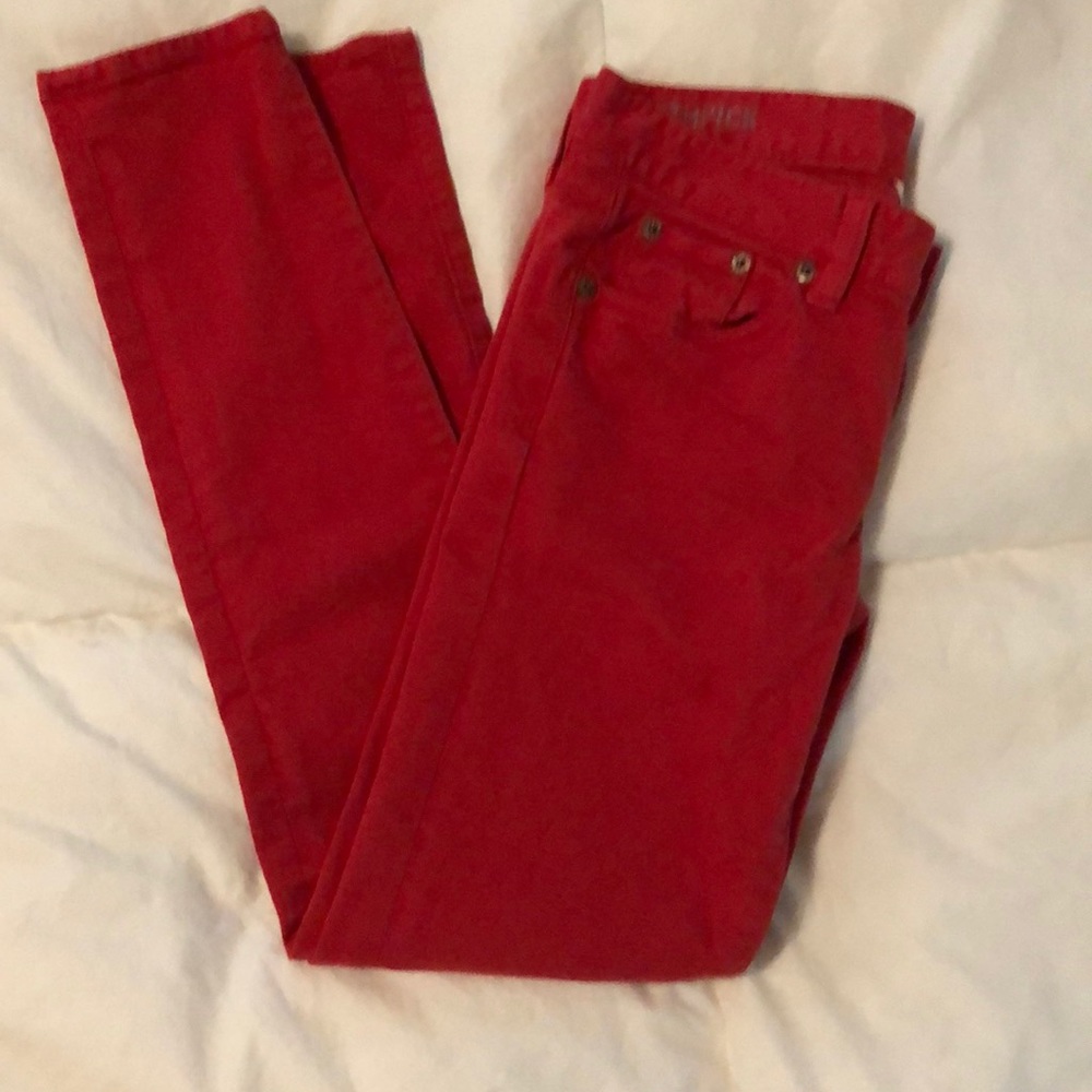 JCrew Red Toothpick Jeans